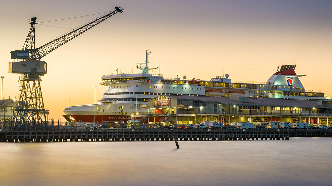 The Spirit of Tasmania Cruis Ship in the evening light