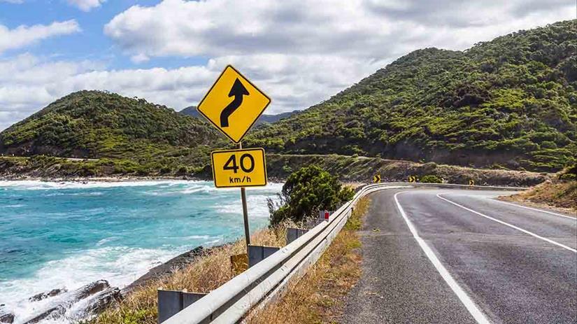 Scenic waterside Australian road