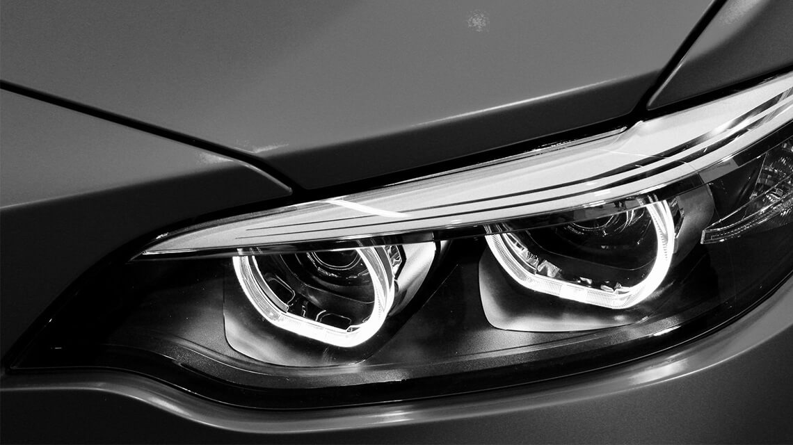 close up of car headlight