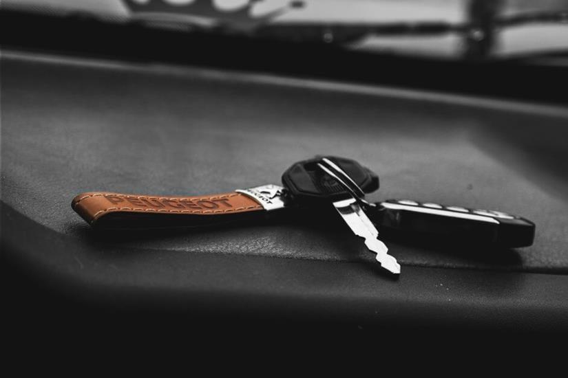 Keys on the dashboard of a car